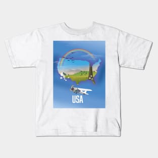 USA Map Travel poster Kids T-Shirt